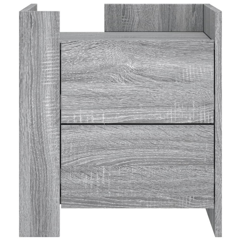 Radhiya 45cm W Manufactured Wood Bedside Table, Grey Sonoma