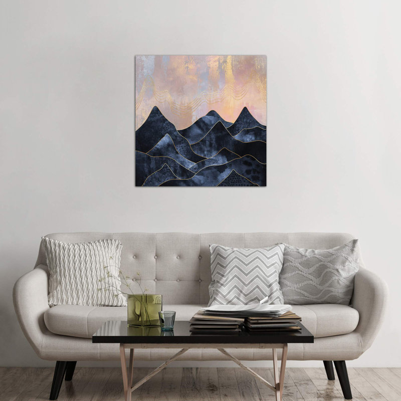 Mountainscape I - Print on Canvas, 93.98 cm H x 93.98 cm W, White Picture Framed