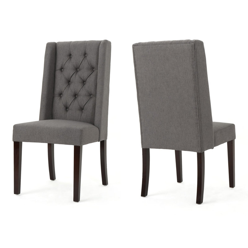 Chaise de salle à manger rembourrée Toshia, Gris foncé