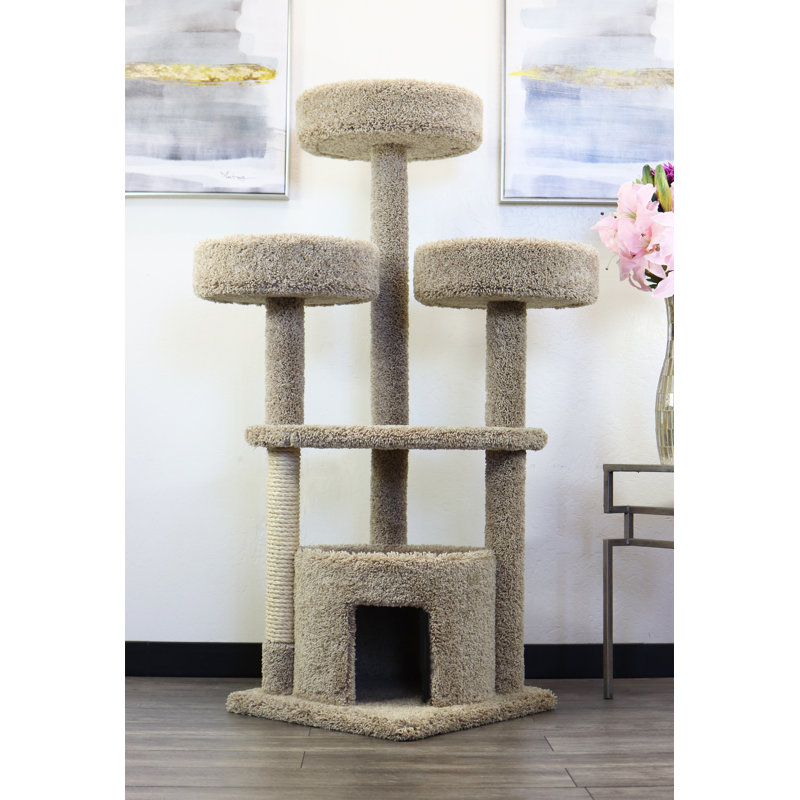 Beige Sisal and Carpet Large Cat Tree with Perches