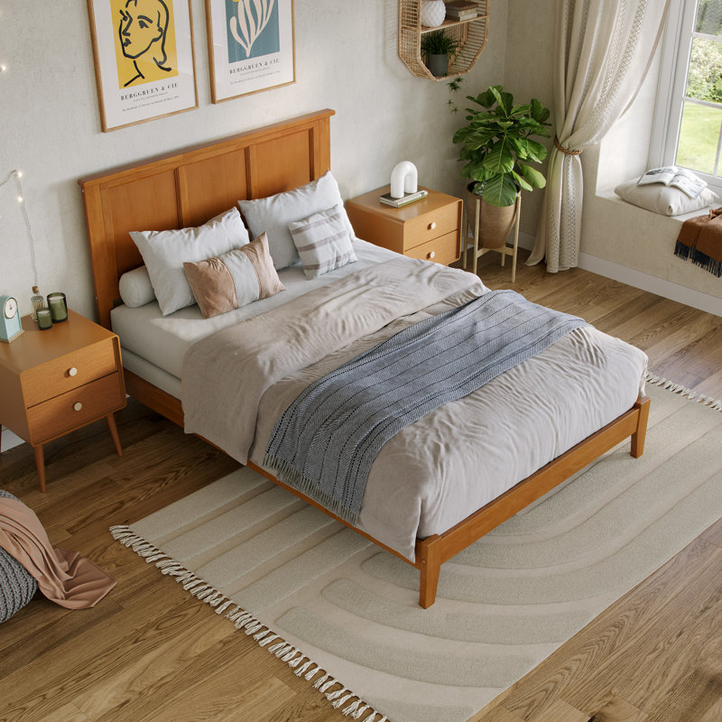 Troutville Solid Wood Standard Bed, Full, Light Toffee
