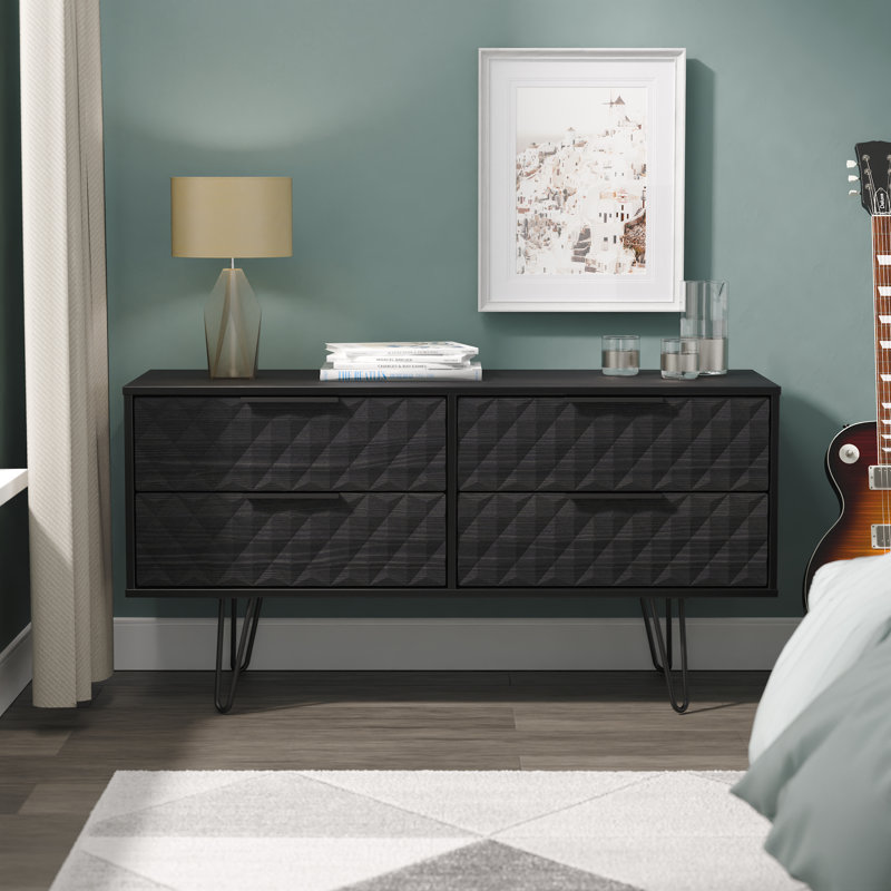 Talita 115cm W 4 - Drawer Chest of Drawers, Black
