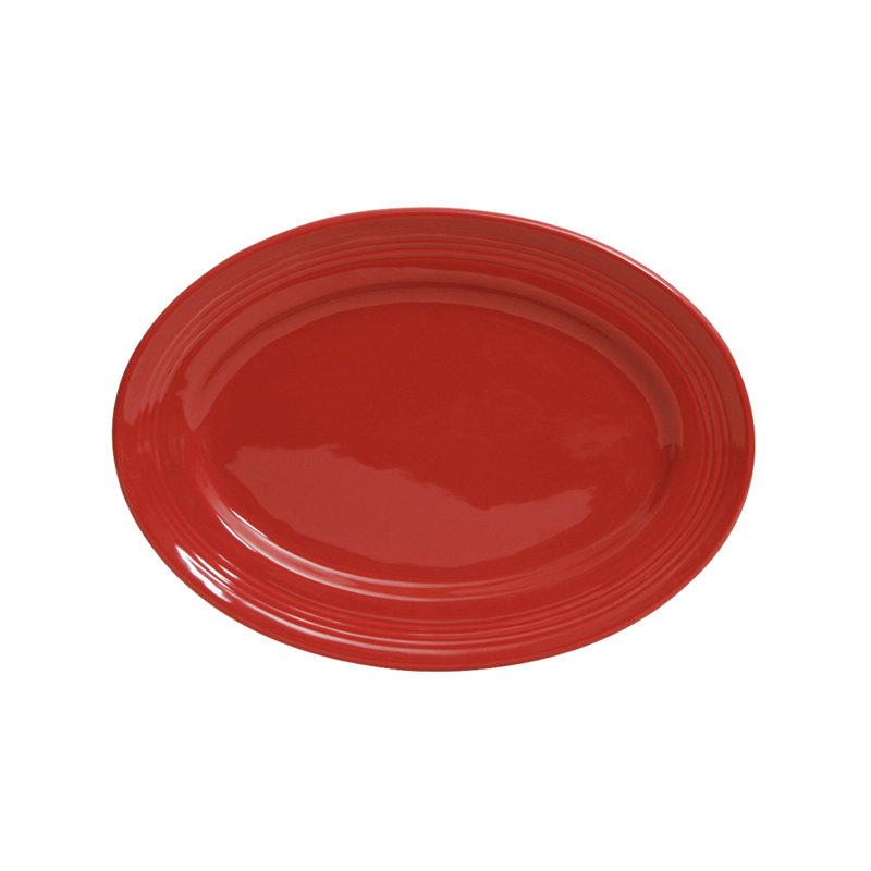 Tuxton Concentrix Ceramic Platter, 0.75" H x 11.5" W x 8.38" D, Red