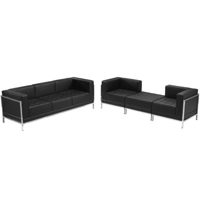 Ensemble de canapé et de chaise longue 4 pièces Hercules LeatherSoft avec dossier et siège tendus