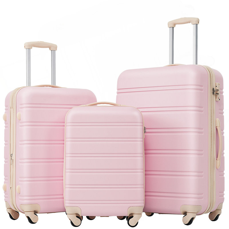 Ensemble de 3 valises rigides à roulettes avec verrou TSA 20 "24 '28" En stock