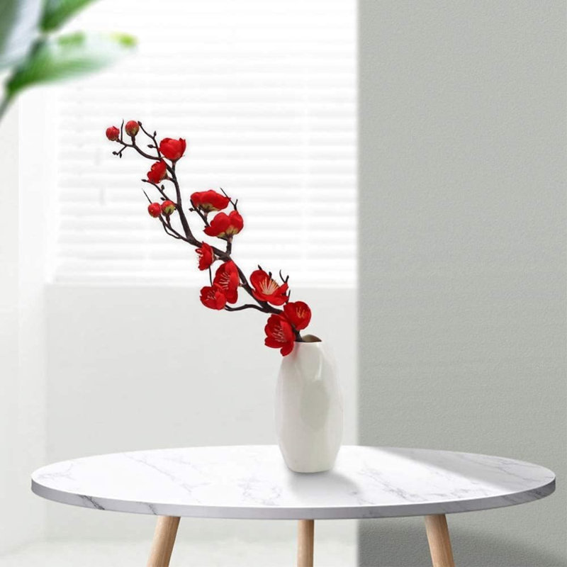 6 pièces de fleurs artificielles longues fleurs de prunier, Rouge