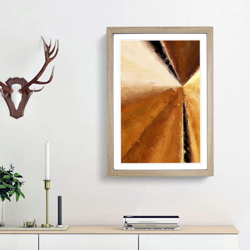 Golden Tunnel in Abstract - Picture Frame Graphic Art Print, 36cm H x 27cm W x 2cm D, Oak Framed