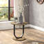 Table basse 3 pièces de style industriel et base en forme de SU 1 table basse ovale en acier 2 tables de bout rondes