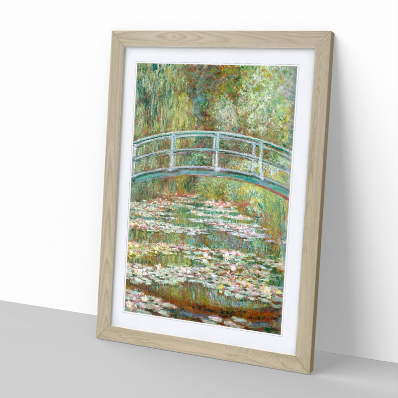 The Japanese Footbridge Vol.1 by Claude Monet - Picture Frame Painting, Oak, 36cm H x 27cm W x 2cm D