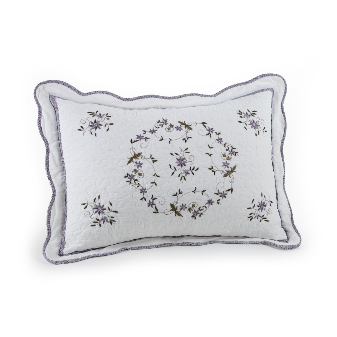 Gwen Floral Embroidered Scalloped Pillow Sham Modern Heirloom