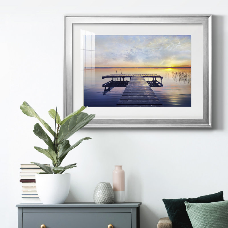 «Evening Calm», toile encadrée de qualité supérieure - prête à être accrochée, H 30,5 po x l 42,5 po x P 1 po, Cadre argenté