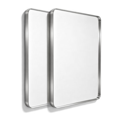 Rectangular Aluminum Wall Mirror, Brushed Gold and Nickel Vanity Mirror