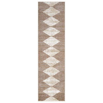 Beige Brown Geometric Stripe Area Rug
