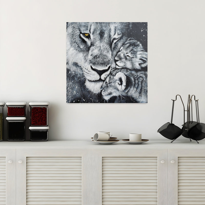 Lionne, art contemporain de lion, H 18 po x l 18 po