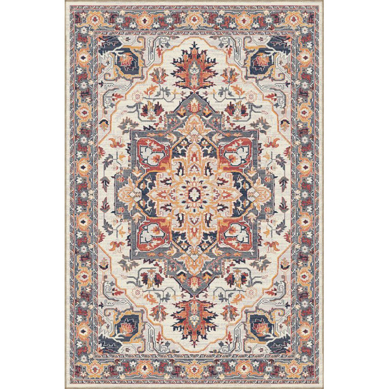 Tapis traditionnel lavable à la machine à motif floral, Rectangle 5 pi 1 po x 7 pi 7 po