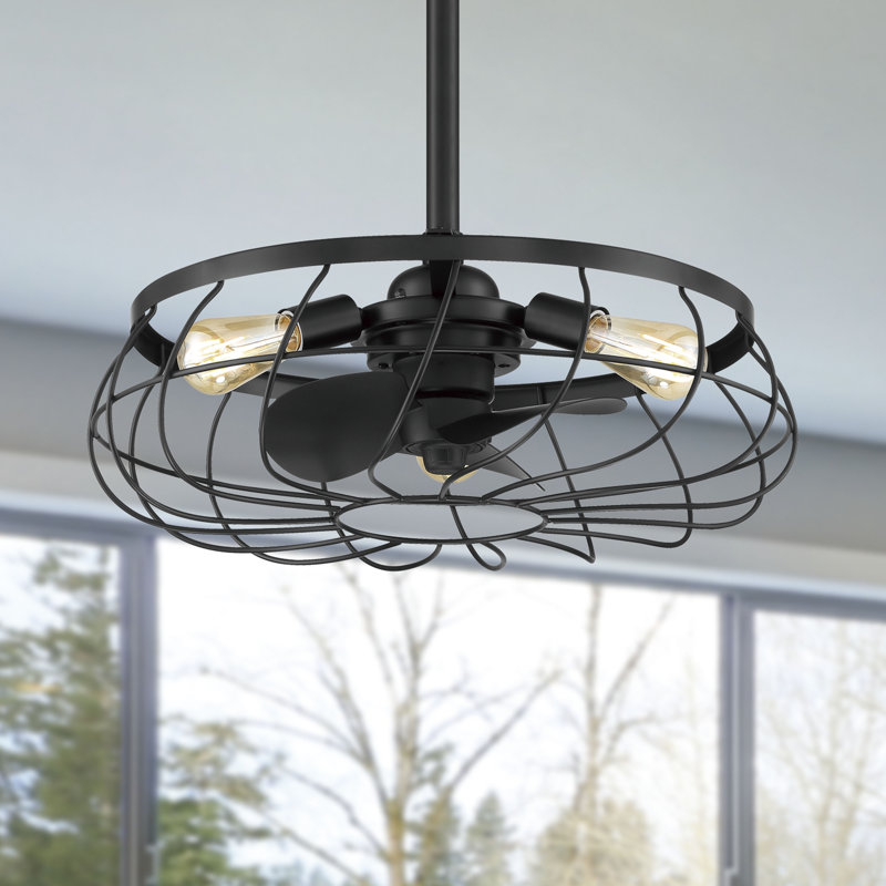 22" Aric 3 - Blade Standard Ceiling Fan with Light Kit Included, Matte Black