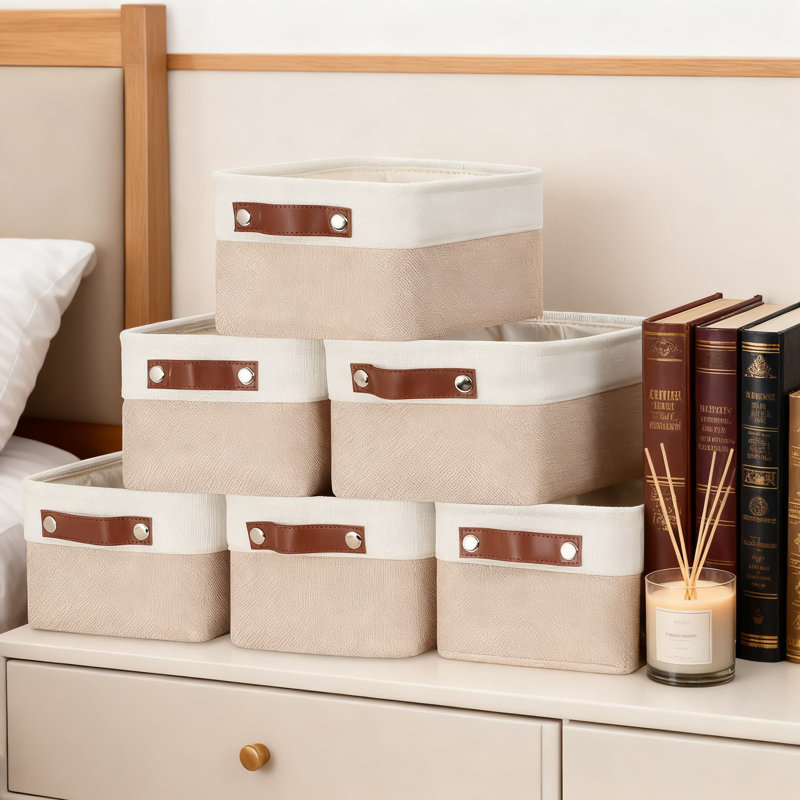 Collapsible Storage Baskets 6-Pack, Foldable Fabric Organizer Bins With Handles For Shelves, Closet, Nursery, And Home Organization