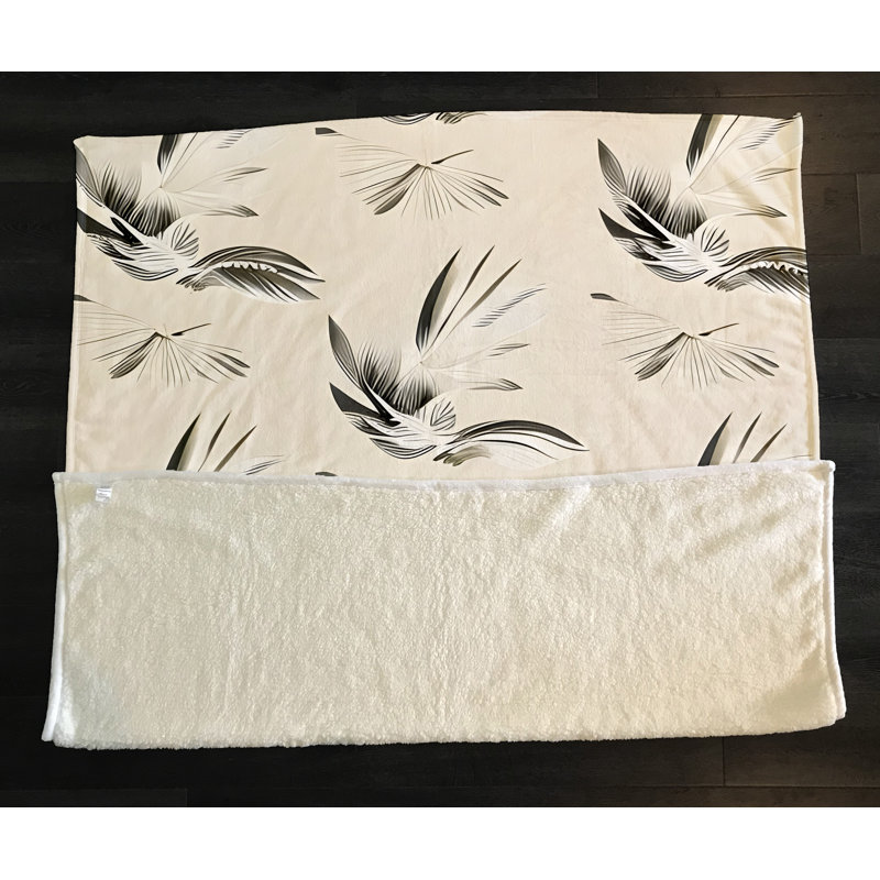 Throw Blanket, 51" W x 60" L, Floral/Abstract, Gray/Tan/White
