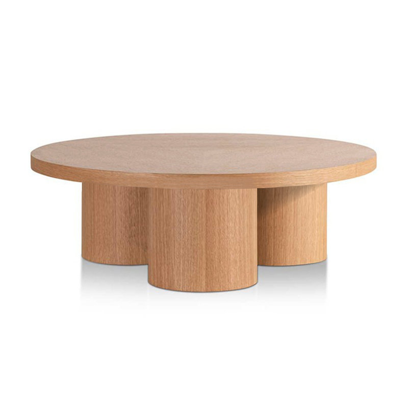 Table basse ronde italienne moderne et minimaliste, H 13 po x L 31,5 po x l 31,5 po, Burlywood