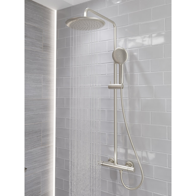 Barre de douche en acier inoxydable à forte pluie avec douchette, Nikel brossé