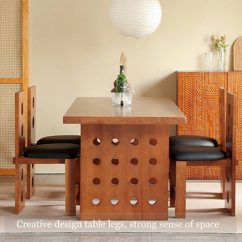 Table de salle à manger rectangulaire en bois massif brun, H 29,53 po x L 70,87 po x l 31,50 po