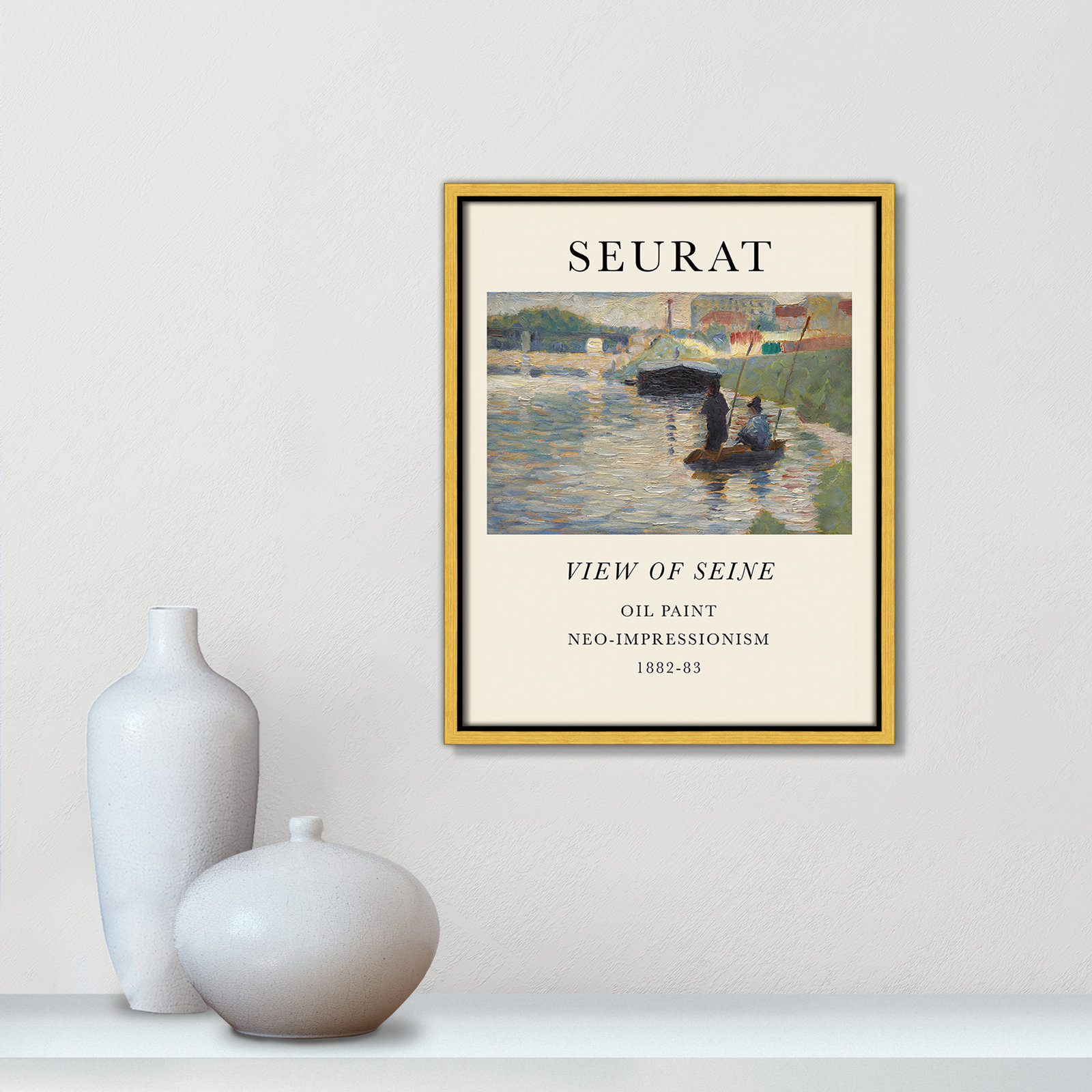 Old Masters Collection "View of Seine" Print, No, 15.5" H x 12.5" W x 2" D, Gold Floater Frame
