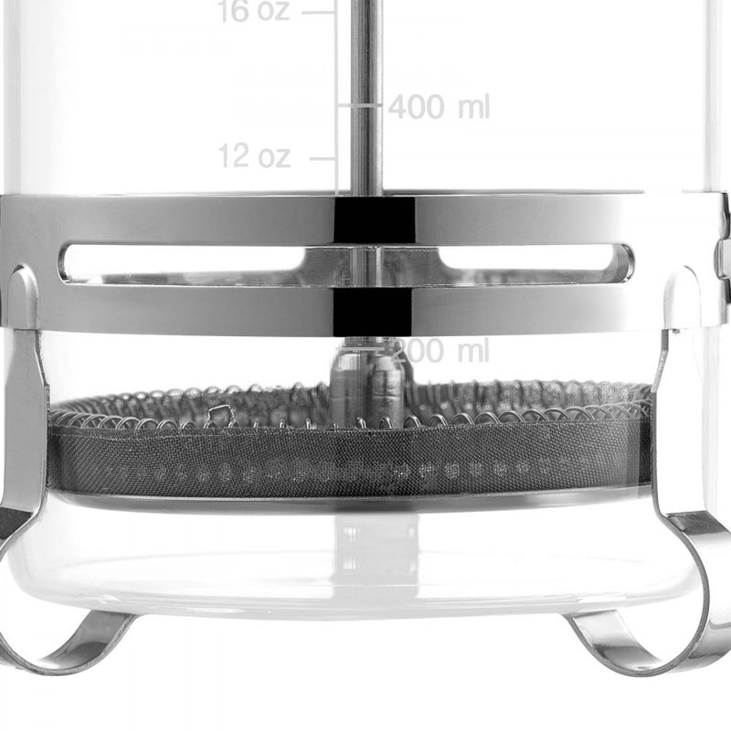 French Press Coffee Maker 34 oz Borosilicate Glass Coffee Tea Press Silver, Black/Silver