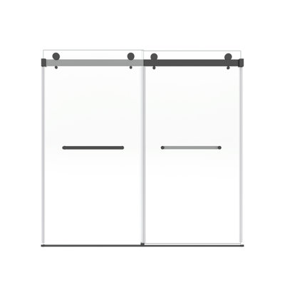 56-60" W x 60" H Frameless Bathtub Shower Door, Double Sliding Tub Shower Door with Tempered Glass 5/16"(8mm), Duty Stainless Steel Hardwares, Matte Black