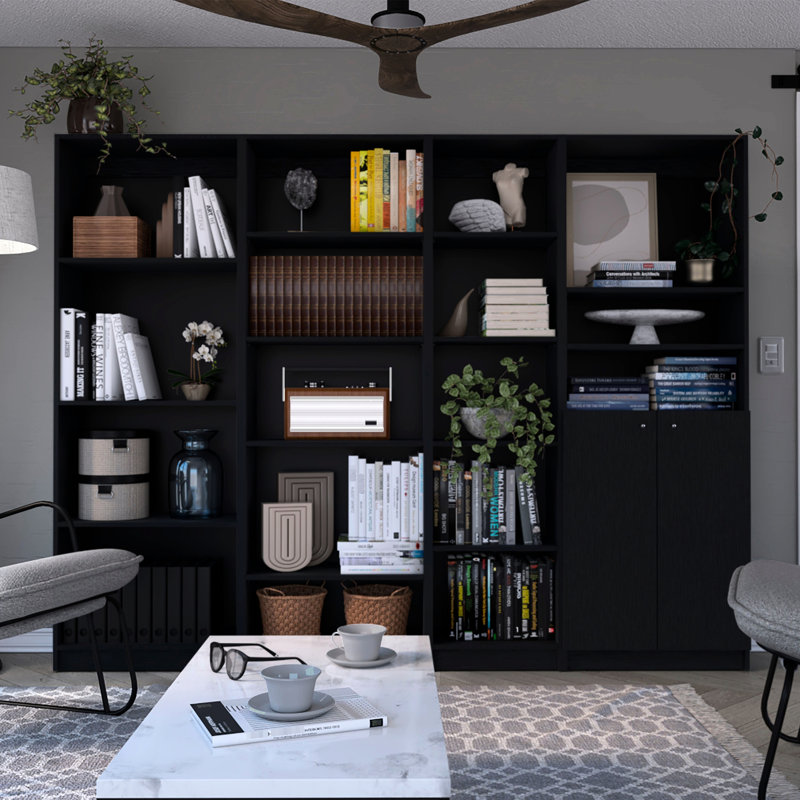 Black Living Room Bookcase With 8 Or More Shelves For Lounge 4 Appealing Bookcases - 8+ Shelves, Horizontal, Closed Back, Wood, For Primary Space