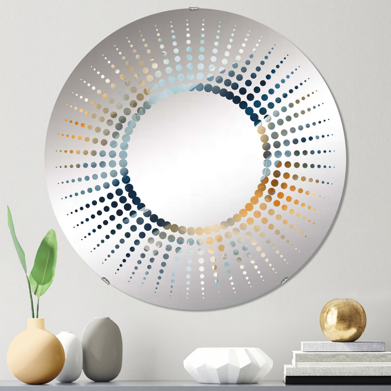 Starburst Decorative Mirror , 23.6" x 23.6", Blue And Gold Fusion I