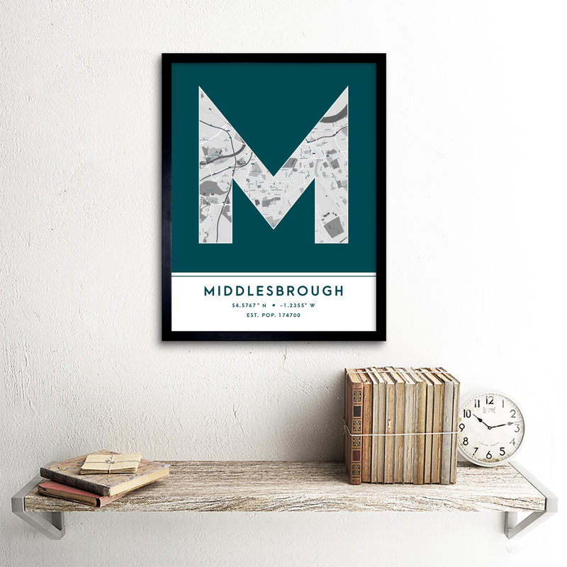 Middlesbrough England United Kingdom City Map - Single Picture Frame Typography