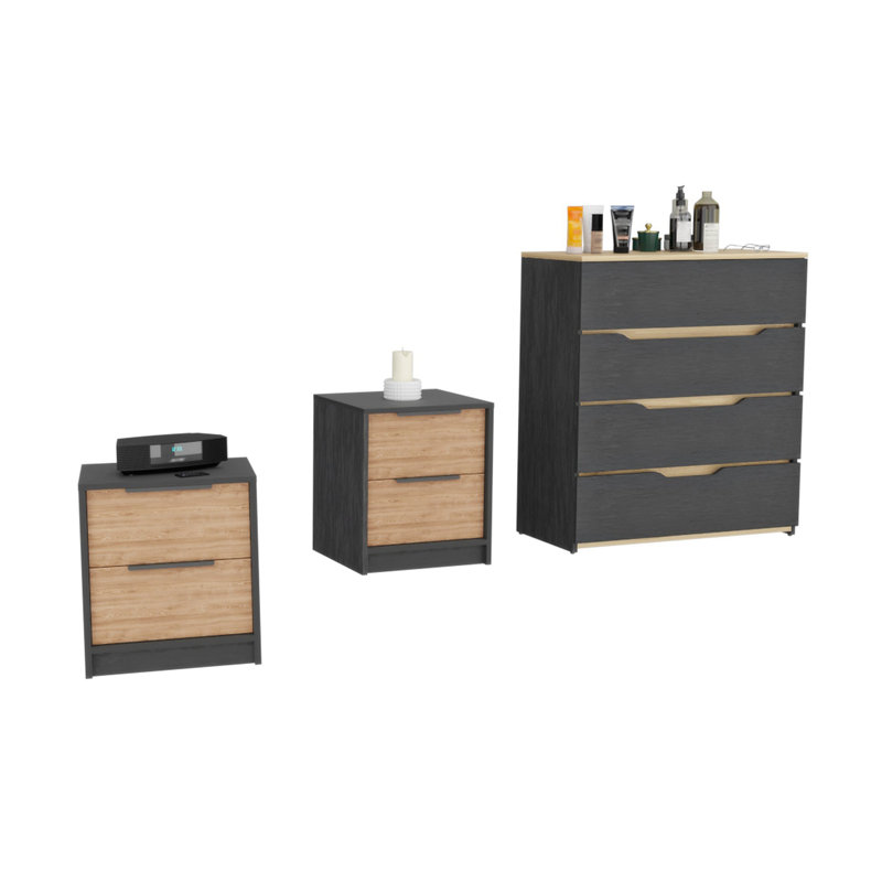 Ensemble de chambre à coucher 3 pièces Misti, Noir