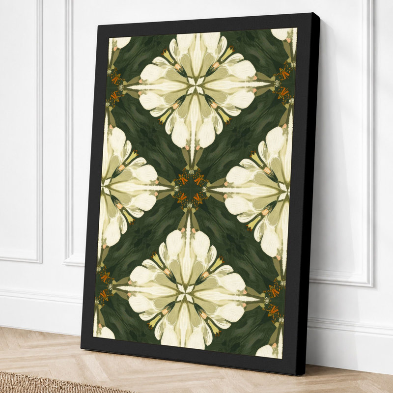 Symmetry Botanical 1 Piece Wrapped Canvas Wall Art, 36x24 - 91.4 x 61.0 cm, Black Border