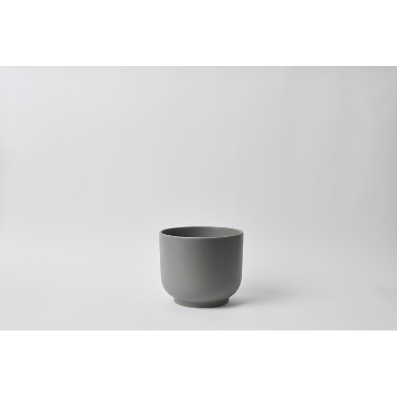 Handmade Ceramic Pot Planter, Gray, 7.75" H x 9" W x 9" D