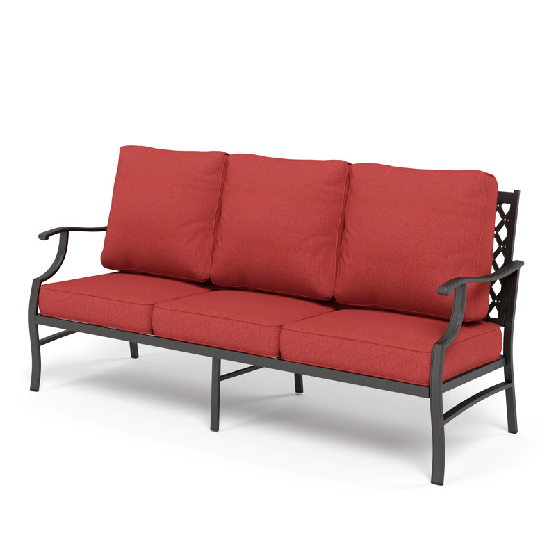 Canapé d'extérieur en métal avec coussins de 75 po de largeur Amayia, Rouge
