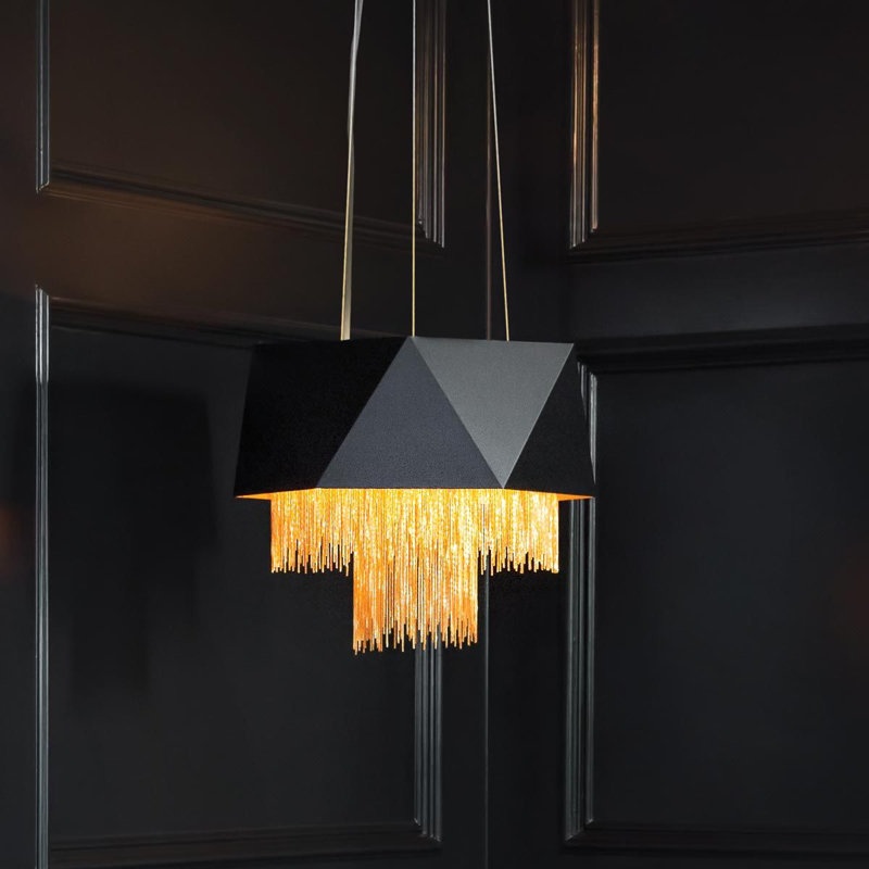 Troy 6 - Light Black Geometric Pendant, Gold