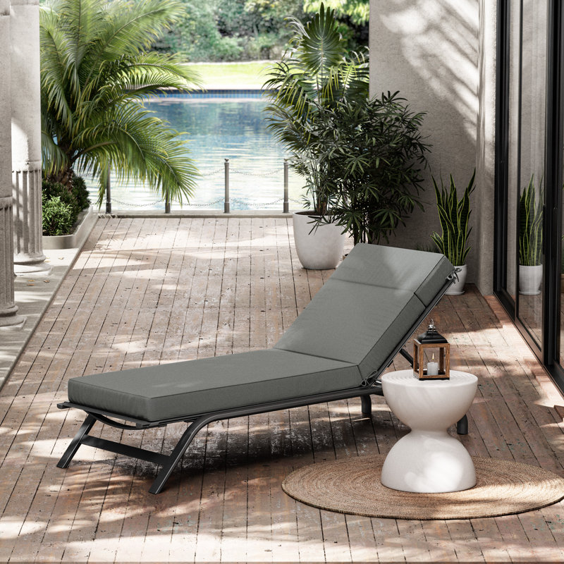 Outdoor Chaise Lounge Cushion – Weather-Resistant, Reversible, Plush Comfort, 21" W x 72" D, Light Gray