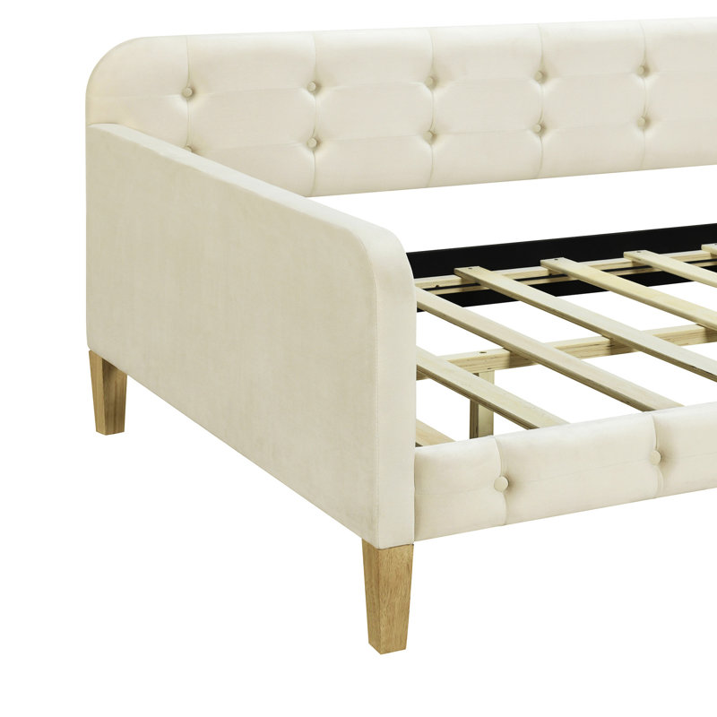 Lit de jour blanc simple avec 4 pieds - Lit uni et rembourré pour tous les styles de décoration intérieure 4 po, espaces modernes