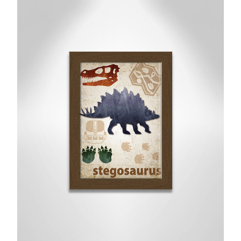 Décalcomanie murale Dinosaures-02 ', H 16 po x l 12 po x P 0,625 po, Encadré plat noyer