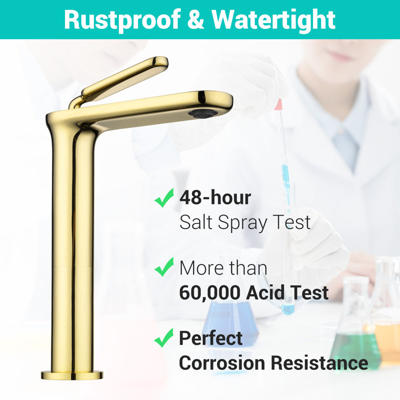 Tall Gold Brass Single Handle Bathroom Faucet