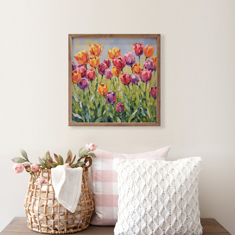 Champ de tulipes, H 12 po x l 12 po