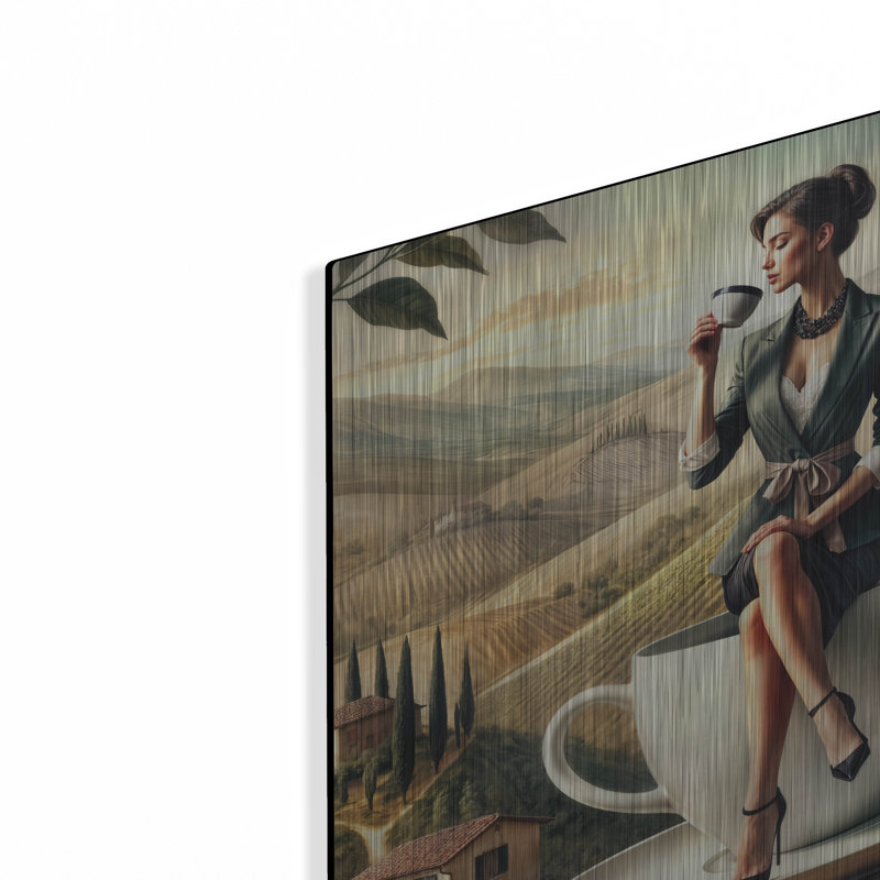 Art mural en métal Winston Porter «Double Espresso In Italy» par Rey Klimt, H 12 po x l 12 po