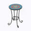 Table d'appoint de patio avec tablette, bleu + noir