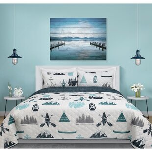 Lake House Bedding Set Full Size,Fishing and Boating Sheet Set 4pcs Kids  Teens Boys Men Bedroom Decor Rustic Farmhouse Wood Bed Sheet Outdoor  Adventure Camper Fitted + Flat Sheet,2 Pillowcases : 