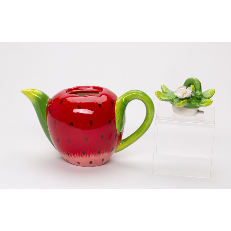 Fine Ceramic Strawberry Teapot- 5 1/4"H 