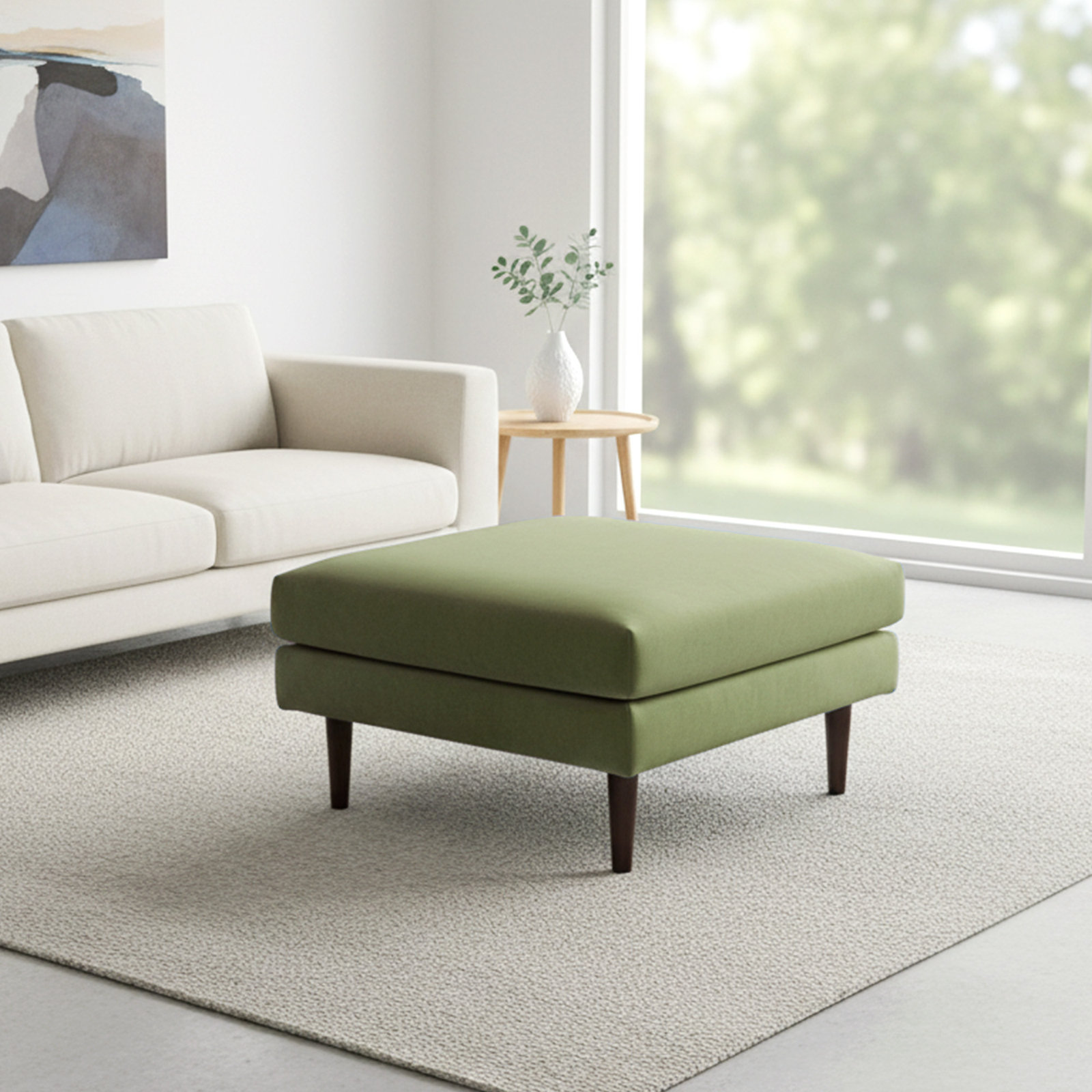 Miller 36" Upholstered Ottoman, Green
