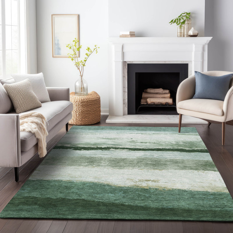 Tapis rayé intérieur / extérieur lavable à la machine ACN2169, Rectangle 9 pi x 12 pi