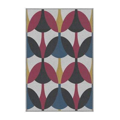 Rose géométrique/bleu/gris Tapis décoratif