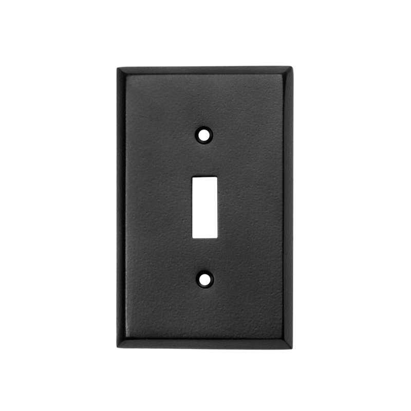 Black Iron Single Toggle Switch Plate with Beveled Edges