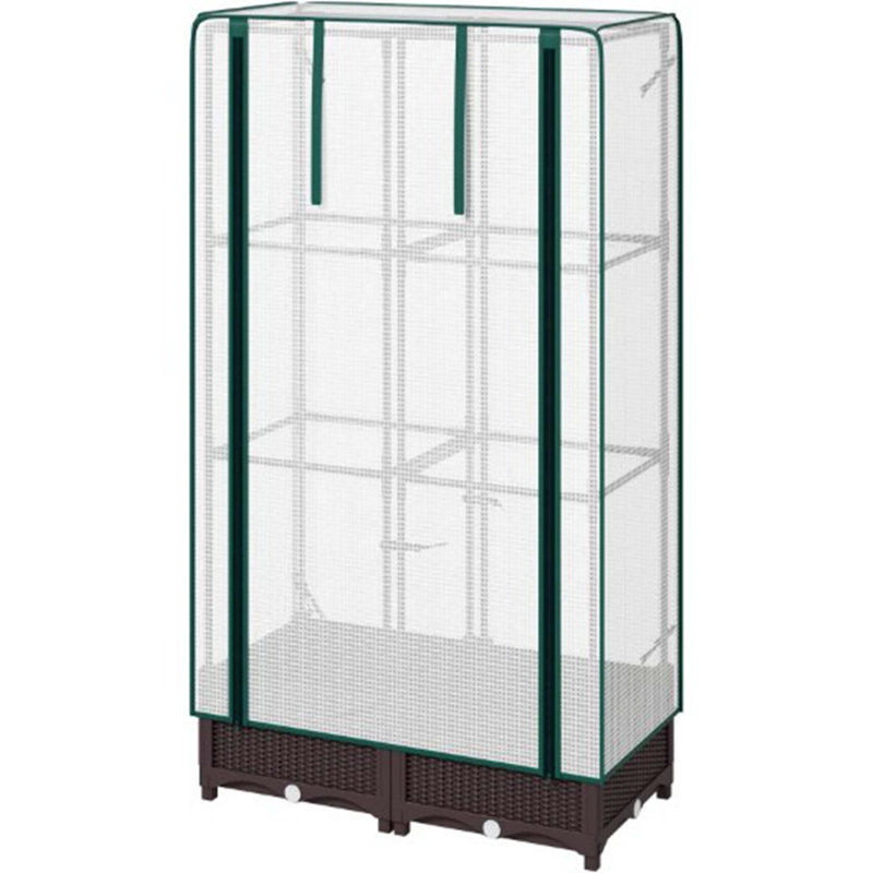 Outdoor Plant Box,Garden Bed With Trellis,With Cover,Drainage Holes And Zipper Door, 48.8" H x 31.5" W x 15.7" D